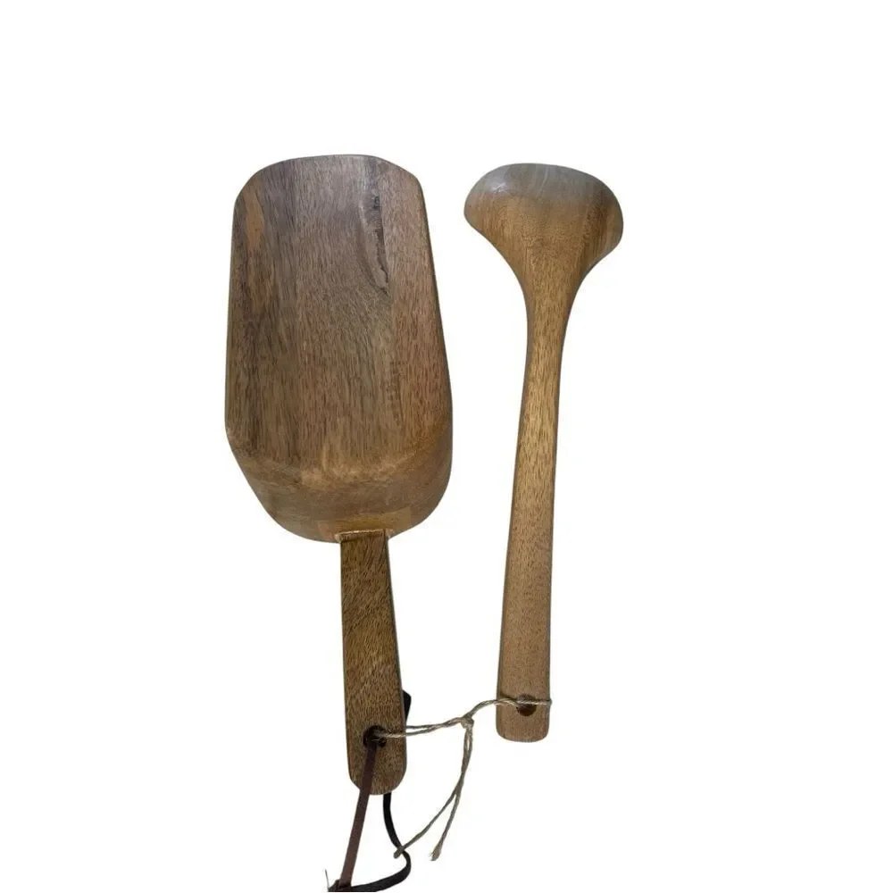 Rustic Wooden Spoon and Scoop Set